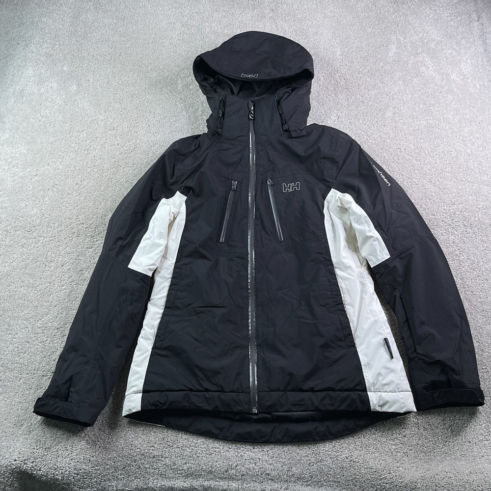 Helly Hansen Jacket Women Medium Black White Tech Performance Ski Winter Recco